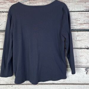 Elegant Midnight Blue Long Sleeve Women's Top